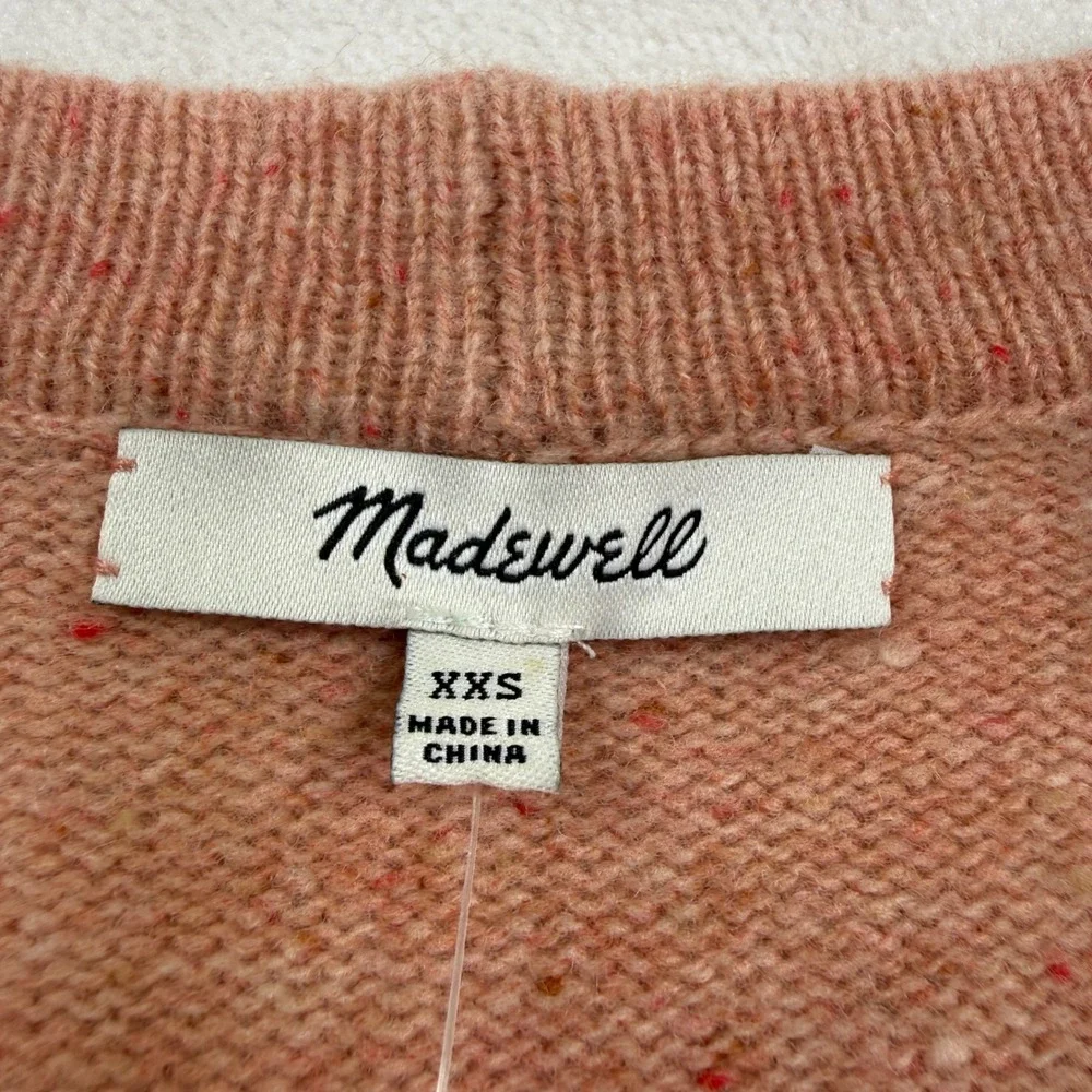 Madewell Pink Donegal Merino Wool‎ V-Neck Cardigan Sweater NA400 XXS New